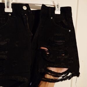 SHEIN Black Distressed Denim Shorts